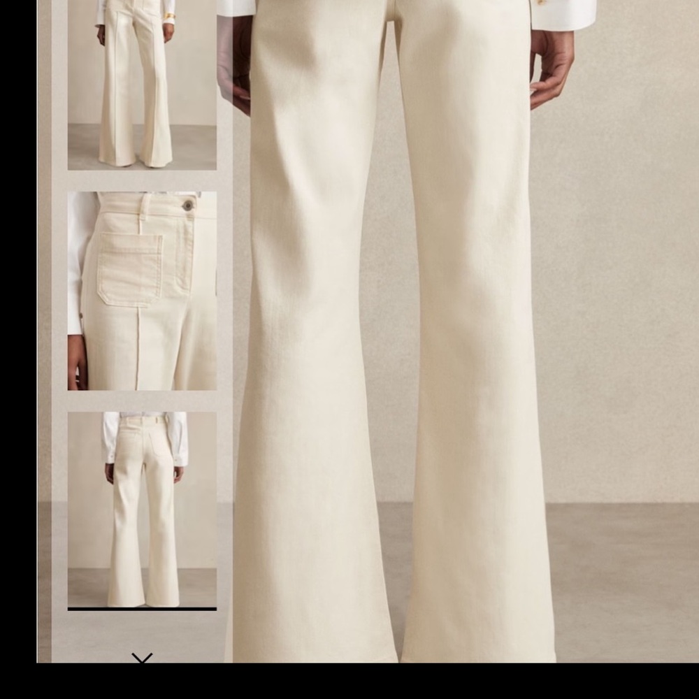 Reiss Cream Wide-Leg Trousers - Picture 2 of 7